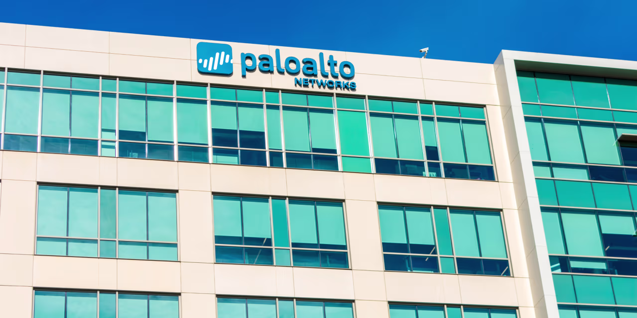 Palo Alto Networks headquarters building exterior against a blue sky